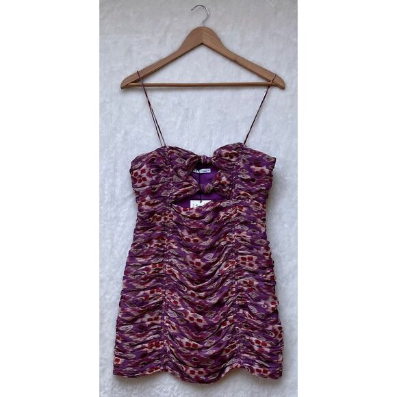 NWT Zara Blogger’s Favorite Chiffon Ruched Cutout Strappy Draped Mini Dress - Picture 12 of 16